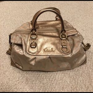 Beautiful Gold Coach Satchel Bag